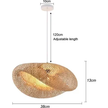 Retro bambusové závěsné světlo ručně pletené | dekorativní lampa 2 ks - Typ A - průměr 38 cm