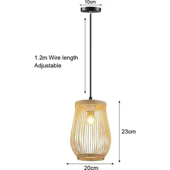 Retro bambusové závěsné světlo ručně pletené | dekorativní lampa 2 ks - Typ G