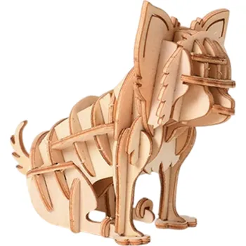 Dřevěná hračka Dřevěné 3D puzzle model Čivavy DIY zvířecí stavebnice Montážní hračka Ruční tvoření Dárek pro děti, dospělé i teenagery 85x48x76 mm