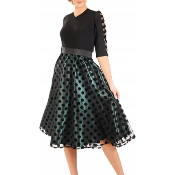 Dámské šaty Koktejlové šaty Carla Moreno do poloviny lýtek, velikost 48