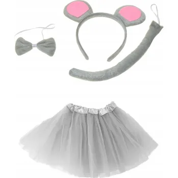 Karnevalový kostým SUPER sada Kostým Myška TuTu šedá 30 cm Čelenka Mucha Ocas 4el MK514