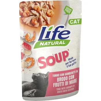 Krmivo pro kočku Life Cat Natural Polévka pro kočky Tuňák a Krevety 60g