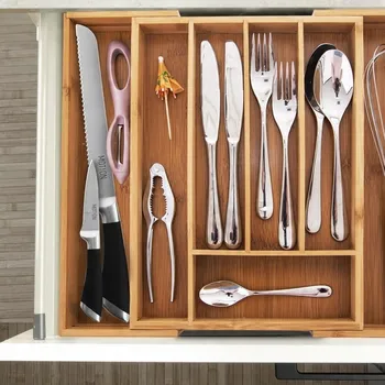 Organizace kuchyně BAMBUSOVÝ ROZSUVNÝ ORGANIZÉR NA PŘÍBORY DO ZÁSUVKY ORGANIZÉR 26-40 CM