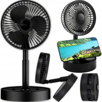 Domácí ventilátor MINI VENTILÁTOR STOLNÍ STOJANOVÝ BEZDRÁTOVÝ ČERNÝ USB VÝKONNÝ