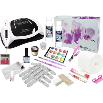 Startovací sada na Akrylové nehty XXXL96W s bruskou 10W na tipy - bílo/černá