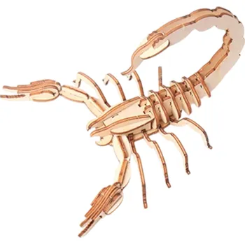 Dřevěná hračka Dřevěné 3D puzzle Štír DIY model zvířete Ručně sestavitelná přírodní stavebnice pro děti teenagery i dospělé Kreativní montážní dekorace