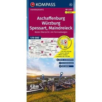 KOMPASS Fahrradkarte 3351 Aschaffenburg, Würzburg, Spessart, Maindreieck 1:70.000
