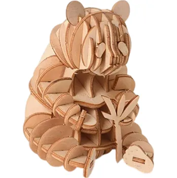 Dřevěná hračka Dřevěné 3D puzzle model Pandy 57x50x76 mm DIY Ručně sestavitelná stavebnice Zvířecí miniatura Dřevěná dekorace Dárek pro děti a dospělé