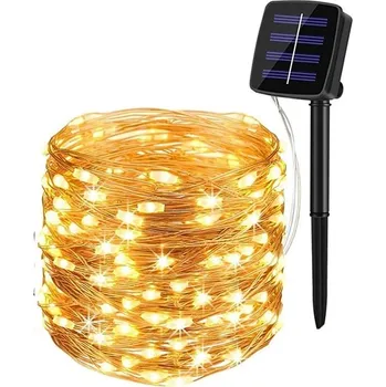 Venkovní osvětlení Solární venkovní světelný řetěz na zahradu | osvětlení - teplá bílá , 12m 100LED