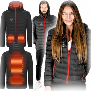 Moto bunda ELEGANTNÍ ČERNÁ VYHŘÍVANÁ PROŠÍVANÁ ZIMNÍ ZATEPLENÁ DLOUHÁ PÁNSKÁ BUNDA S