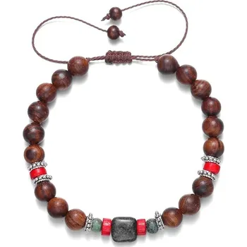 Náramek Coconut wood tyrkysový náramek ručně vyráběný | dřevěný náramek, korálkový náramek - ZJ12524