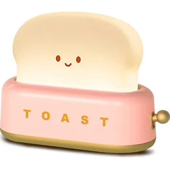 Noční světlo Chléb noční kreslená LED lampička s časovačem | dětské světlo 1+1 ks - Růžový