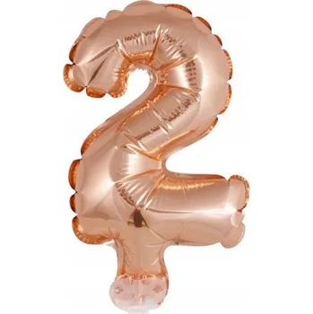 Balónek Fóliový Balón k Narozeninám Číslice 2 na Tyčce PĚKNÝ