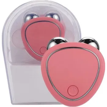 Obličejový liftingový přístroj 5,5x5x2 cm Mikroproudová masáž proti vráskám Zpevnění pleti Odstranění otoků Nabíjecí masážní váleček silikon/plast růžová