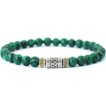 Náramek Přírodní korálkový náramek štěstí | náramek, šperk na ruku - Malachitový kámen