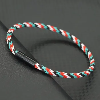 Náramek Minimalistický pletený náramek pro páry | pletený náramek, párový náramek - Světle modráČervená , 22,5 cm (8,5 palce)