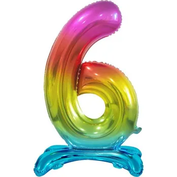 Balónek Fóliový Balón na Narozeninovou Oslavu Číslice 6, PĚKNÝ!