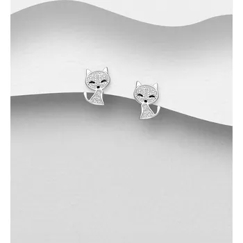 Náušnice Náušnice ze stříbra 925 s kočkou, zdobené kameny