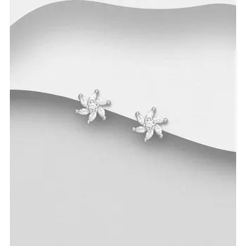 Náušnice Náušnice ze stříbra 925 s květinovým vzorem, zdobené kameny