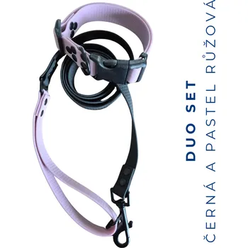 Obojek pro psa 22_ADULT DUO SET - černá a pastelově růžová pro fenku