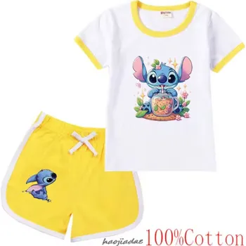 Lilo & Stitch Dívčí letní set - triko + kraťasy s motivem "Lilo a Stitch" Barva: Žlutá, Velikost: 170