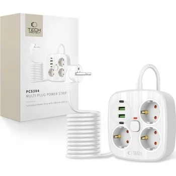 Prodlužovací kabel Prodlužovací kabel 3 zásuvky 2m TECHPROTEC PCS3X4 White