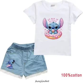 Lilo & Stitch Dívčí letní set - triko + kraťasy s motivem "Lilo a Stitch" Barva: Bílá, Velikost: 150