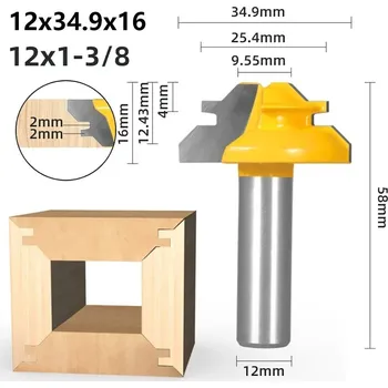 Příslušenství k frézce Fréza na 45° spoje do dřeva | pracovní nástroj - 12x34,9x16