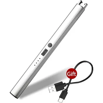 Elektrický větruodolný plazmový zapalovač USB | kuchyňský zapalovač 1+1 ks - Stříbro