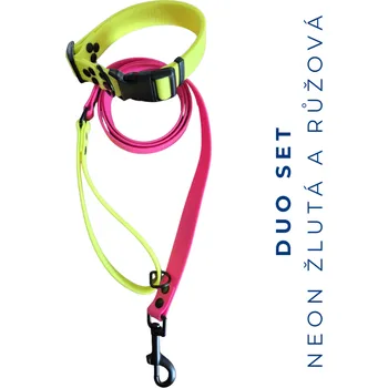 Vodítko pro psa 01_16_ADULT DUO NEON SET - neonově žlutá a růžová pro fenku