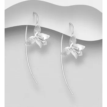 Náušnice Navlékací náušnice z matného stříbra 925 s květinovým vzorem