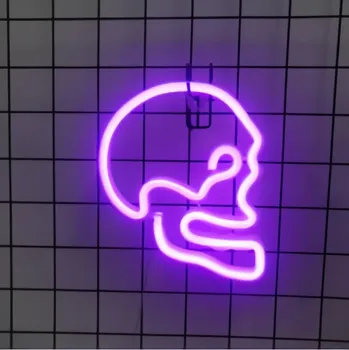 Dekorativní svítidlo Led neonová světla pro dětský pokoj a párty | světelná dekorace, noční lampička - Lebka Fialová