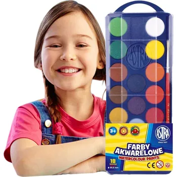 Vodová barva ASTRA Akvarelové barvy 18 barev do školy - TRVANLIVÉ