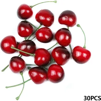 Vánoce Umělé třešně pro narozeninovou výzdobu | dekorace, ozdoby 30 ks - Tmavě červená