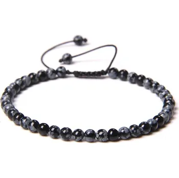 Náramek Korálkový minerální náramek ručně pletený | náramek, šperk - Sněhová vločka