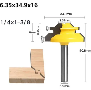 Příslušenství k frézce Fréza na 45° spoje do dřeva | pracovní nástroj - 6,35x34,9x16