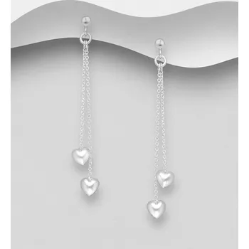 Náušnice Náušnice ze stříbra 925 se srdíčkem na řetízku