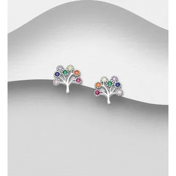 Náušnice Náušnice se stromečkem, zdobené barevnými kameny
