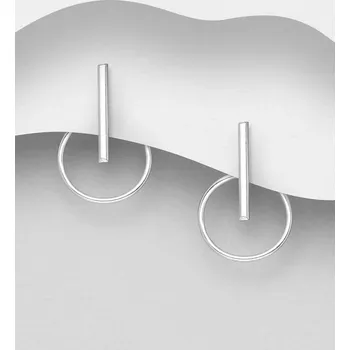 Náušnice Náušnice z 925 stříbra s tyčinkou a kruhem