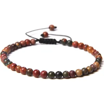 Náramek Korálkový minerální náramek ručně pletený | náramek, šperk - Červený howlit