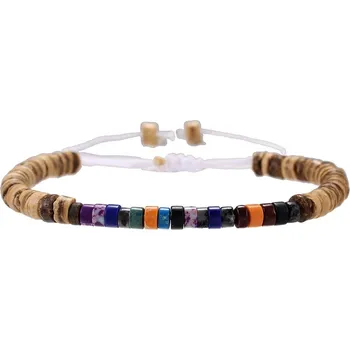 Náramek Coconut wood tyrkysový náramek ručně vyráběný | dřevěný náramek, korálkový náramek - ZJ13085