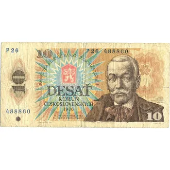 Sběratelství ČESKOSLOVENSKO. 10 korun 1986. Série P 26. Hej. 107b.