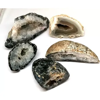 Přírodní kámen Achát peříčkový geodka větší XL -1ks