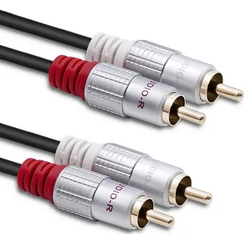 Audio kabel QOLTEC Kabel RCA vidlice x2,z obou stran 1m Povrch: zlacený černá