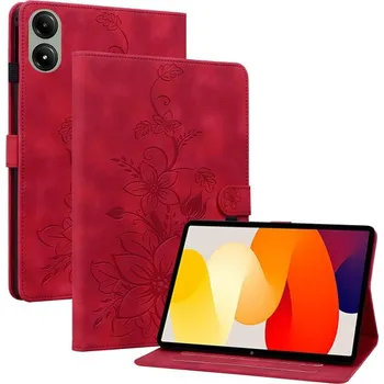 Pouzdro na tablet VSECHNONAMOBIL 114837 ART LILY Zaklápěcí pouzdro pro Xiaomi Redmi Pad 2 červené