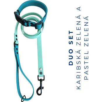 Obojek pro psa 7_ADULT DUO SET - karibská zelená a pastelově zelená pro psa