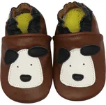 CAROZOO Kožené capáčky s gumovou podrážkou štěně na hnědé 6-12 měsíců Hnědá 19,5