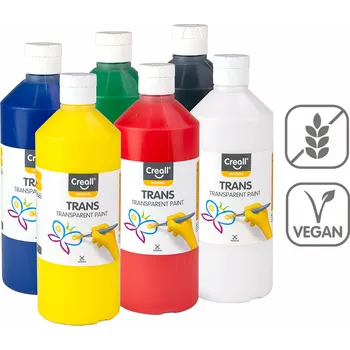 Vodová barva Sada transparentních barev Creall Trans, 6 x 500 ml, mix barev