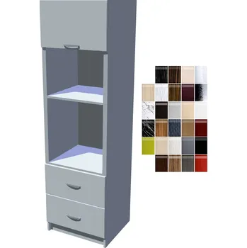 Kuchyňská skříňka Lesklá skříň Carmen na vestavnou troubu a mikrovlnku s šuplíky 60 cm