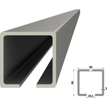 příslušenství k bráně C profil samonosné brány W39/80Zn, 5 m - vodící C profil 80 x 80 x 5 mm zinkovaný pro posuvnou nesenou bránu, prodej v délkách 1, 2, 3, 4, 5, 6 a 7 m, cena za 1 ks